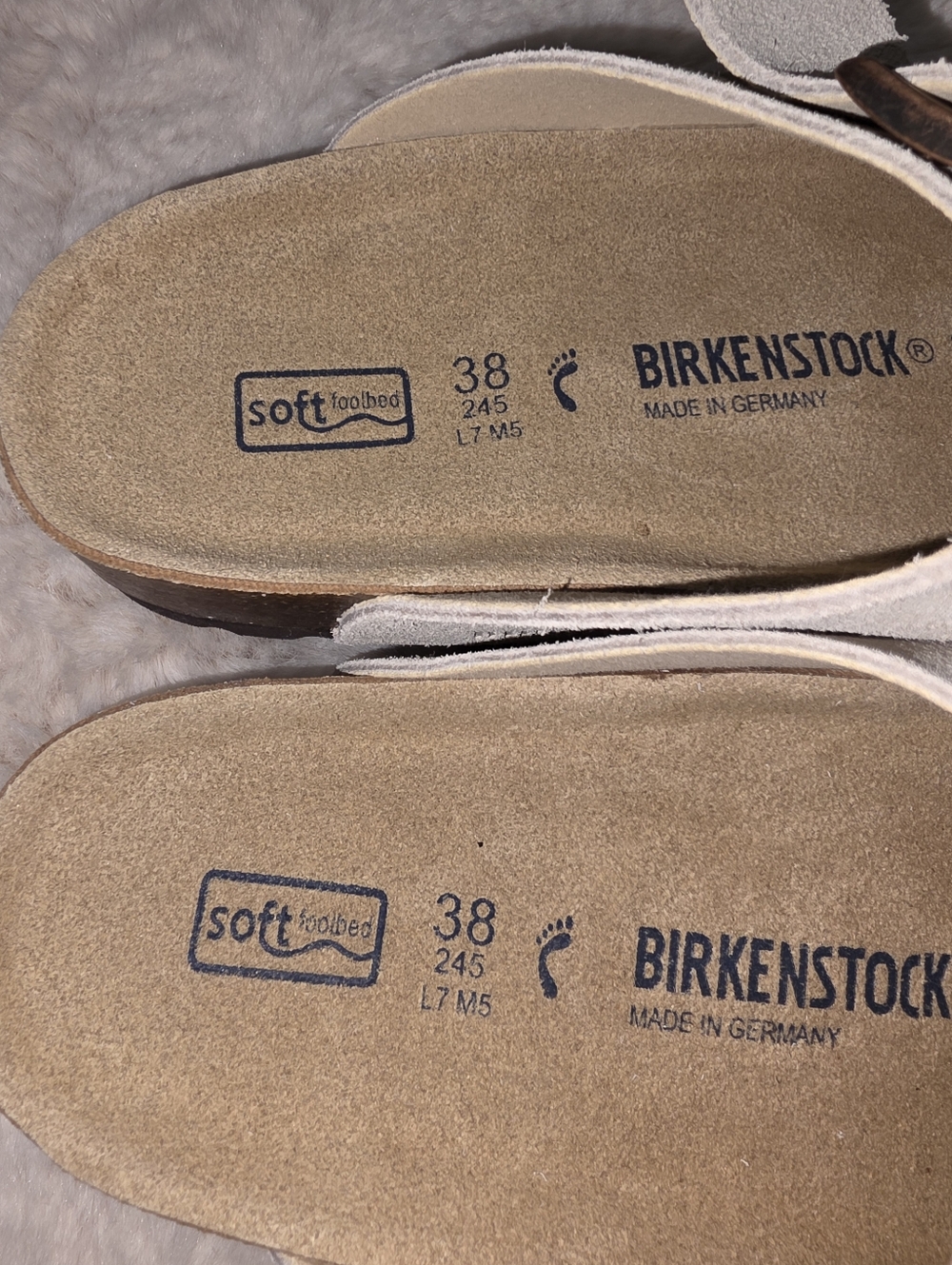 Birkenstock Arizona Soft Footbed Suede Leather Antique White Size 7/38 - Picture 5 of 8